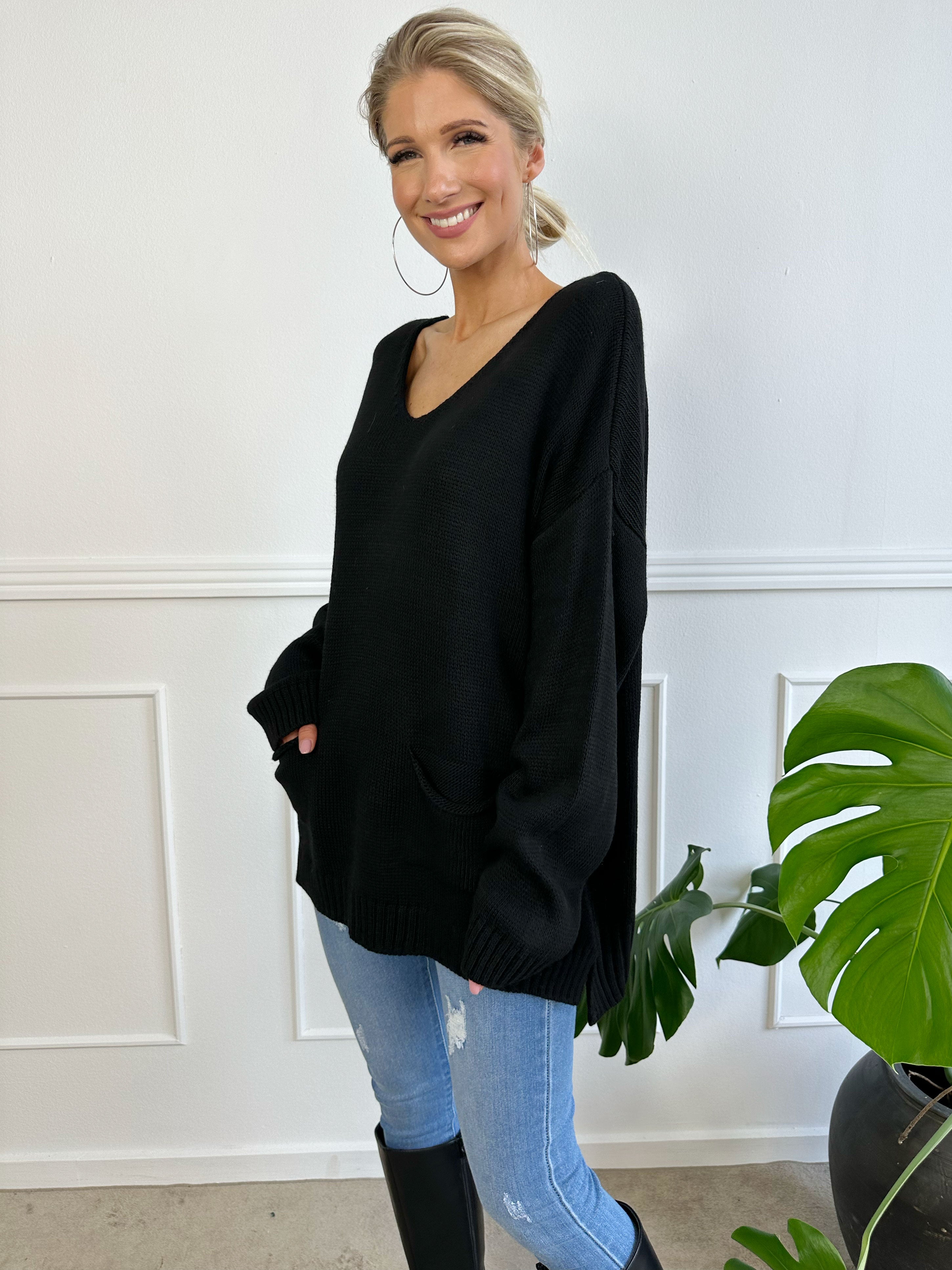 Shaima - Simpel oversized tröja med fickor